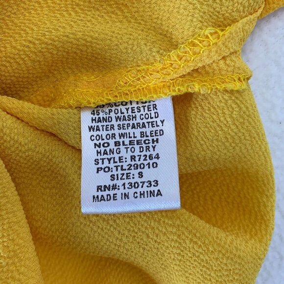 Umgee USA Small Yellow Cold Shoulder 1/2 Sleeve Top Cotton Polyester Blend - Picture 6 of 6